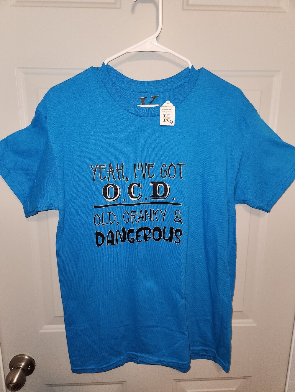 Bright Blue Graphic T-Shirt - Funny OCD Slogan